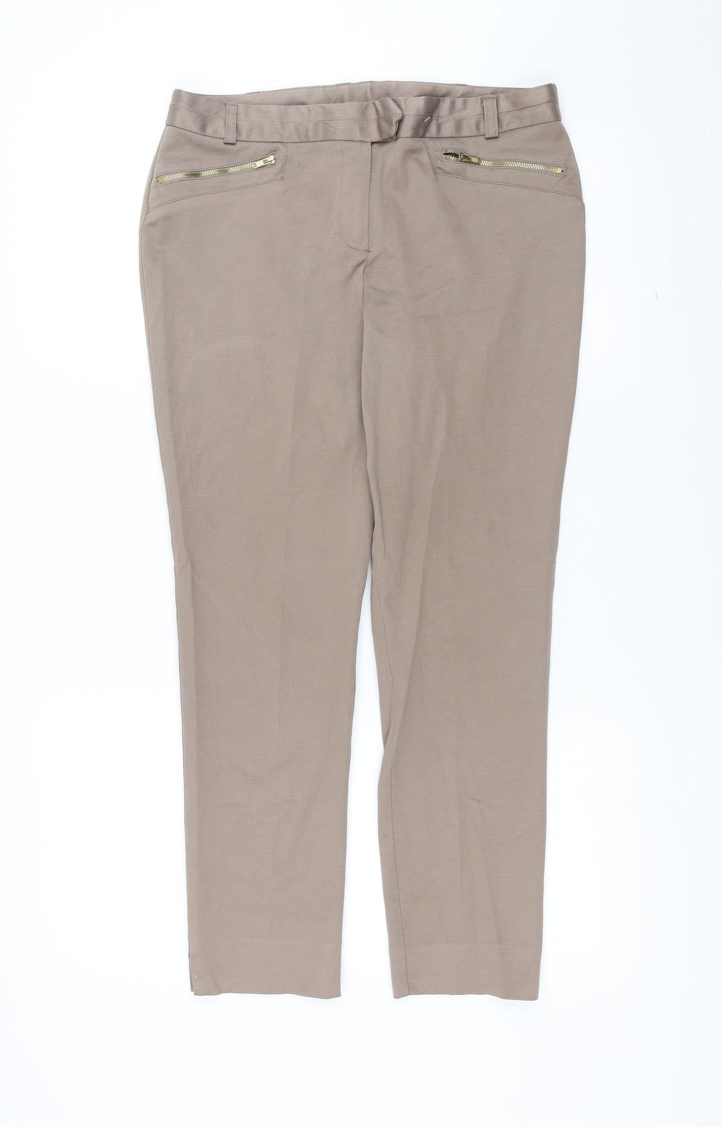 Dorothy Perkins Womens Beige   Trousers  Size 12 L26 in - slim