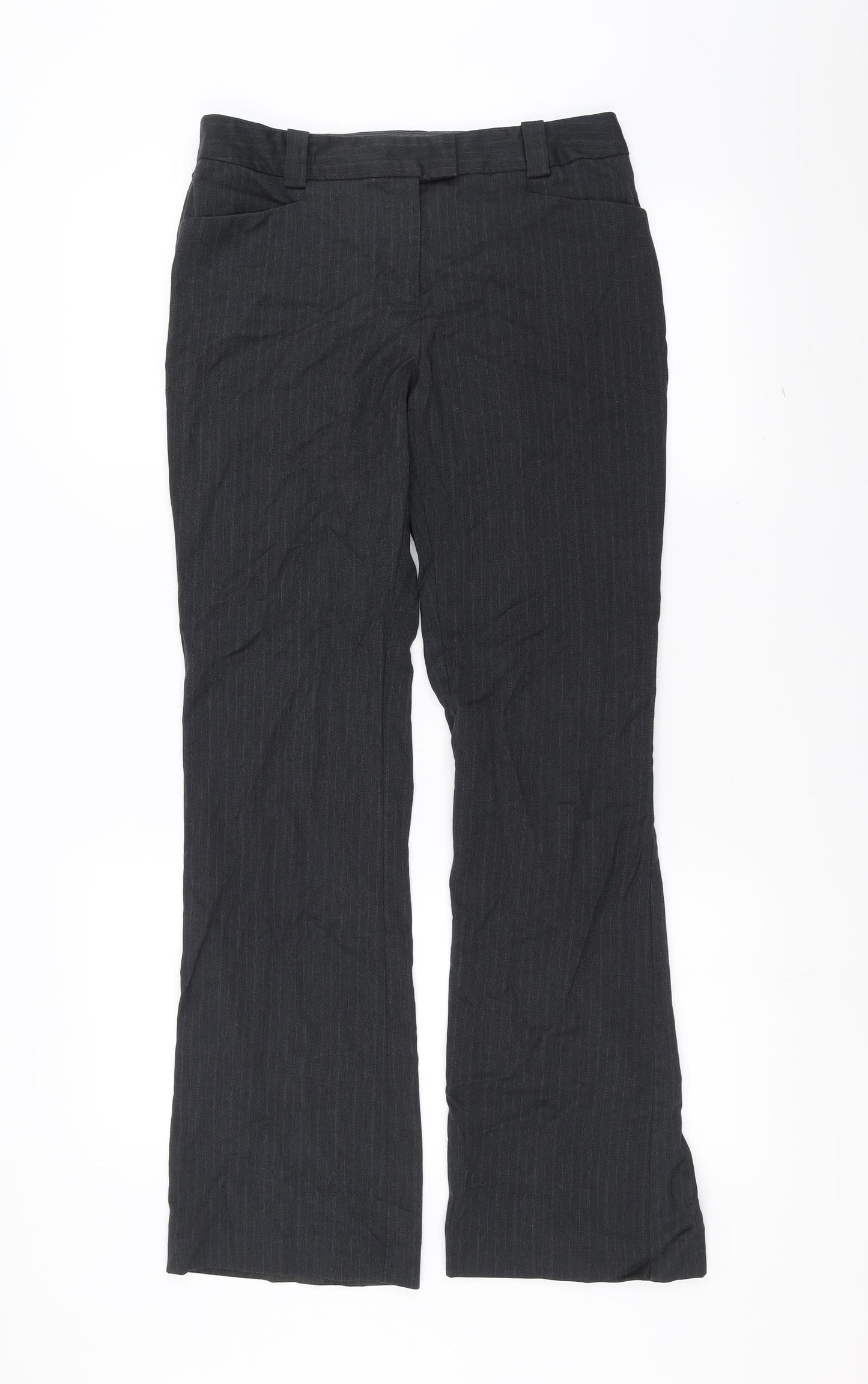 NEXT Womens Grey Striped  Trousers  Size 8 L30 in - tailoring