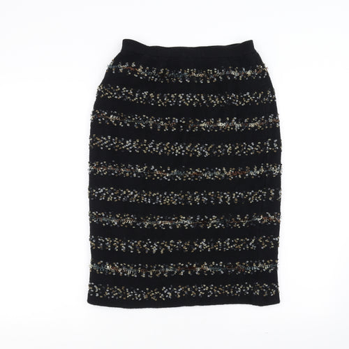 Elegance Womens Black Striped  Straight & Pencil Skirt Size 10  - knitted