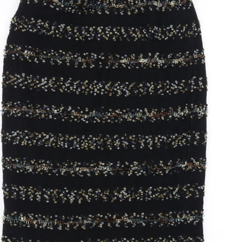 Elegance Womens Black Striped  Straight & Pencil Skirt Size 10  - knitted