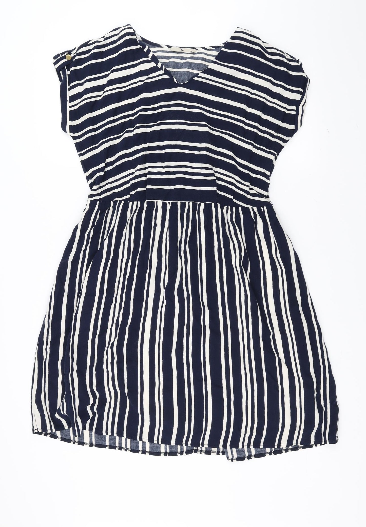 Sainsburys Womens Blue Striped  Fit & Flare  Size 14