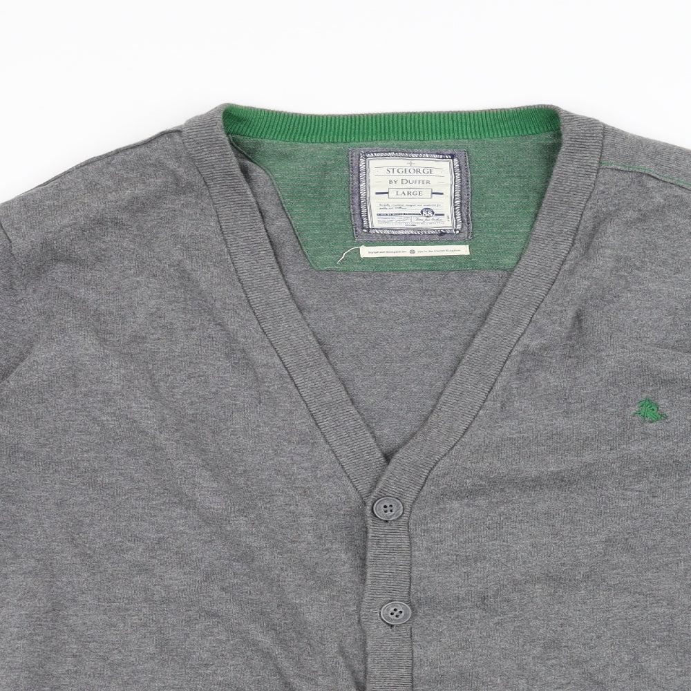 Duffer of St. George Mens Grey  Rayon Cardigan Jumper Size L