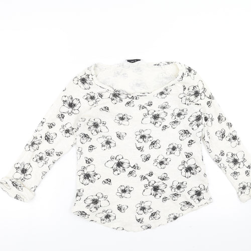 George Womens White Floral  Pullover Jumper Size 10