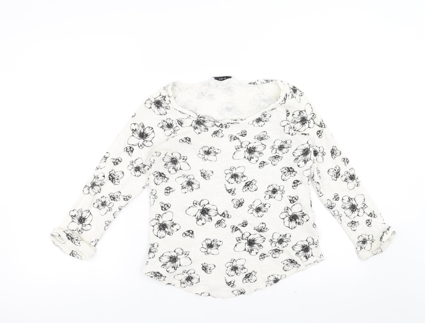 George Womens White Floral  Pullover Jumper Size 10
