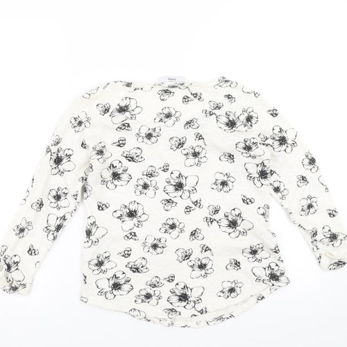 George Womens White Floral  Pullover Jumper Size 10