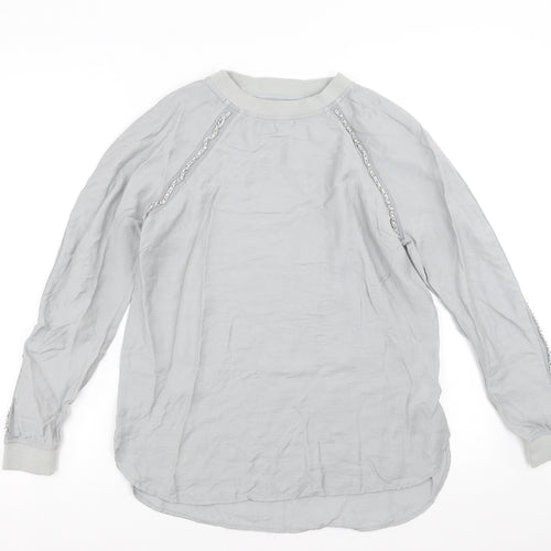 NEXT Womens Grey   Basic Blouse Size 10  - Chain detail