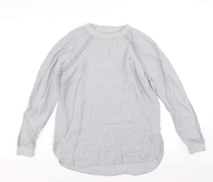 NEXT Womens Grey Basic Blouse Size 10 - Chain detail