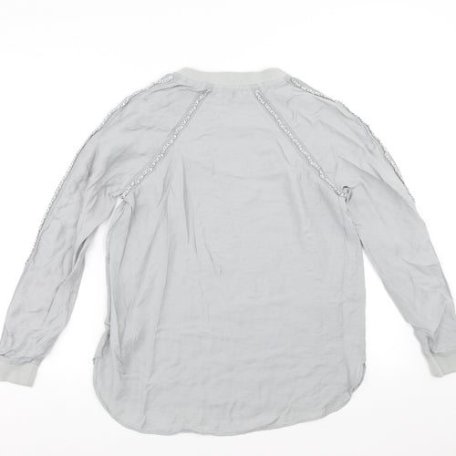 NEXT Womens Grey   Basic Blouse Size 10  - Chain detail