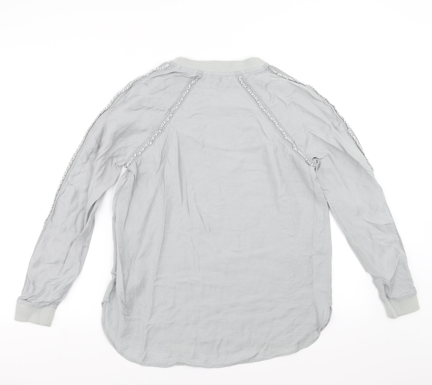NEXT Womens Grey   Basic Blouse Size 10  - Chain detail