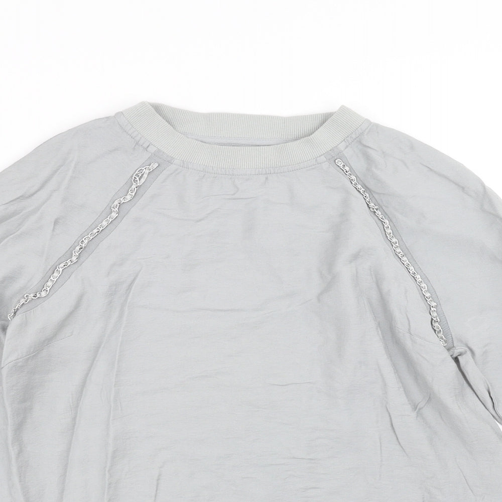 NEXT Womens Grey   Basic Blouse Size 10  - Chain detail