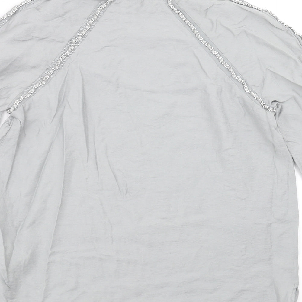 NEXT Womens Grey   Basic Blouse Size 10  - Chain detail