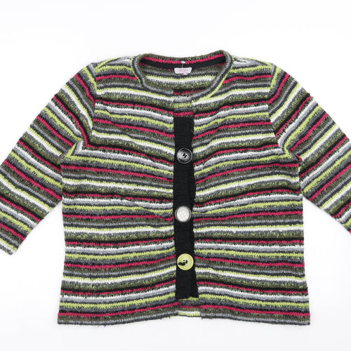 Marks and Spencer Womens Multicoloured Striped  Cardigan Jumper Size L