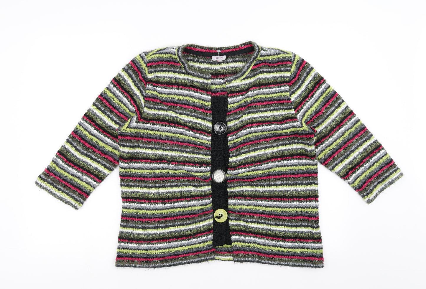 Marks and Spencer Womens Multicoloured Striped  Cardigan Jumper Size L