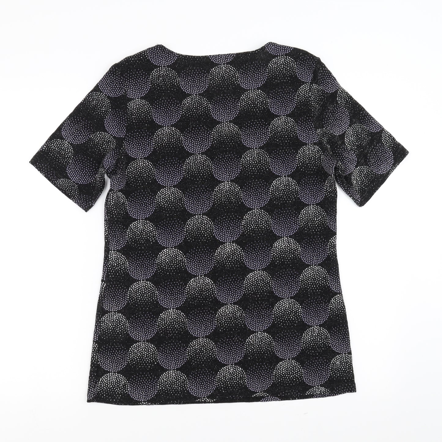 Heena Fashions Womens Black Geometric  Basic Blouse Size 12  - beaded detail