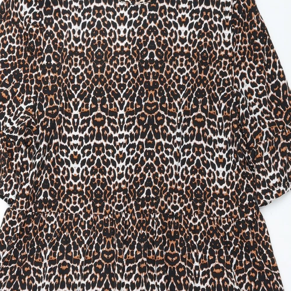 Papaya Womens Brown Animal Print  Fit & Flare  Size L