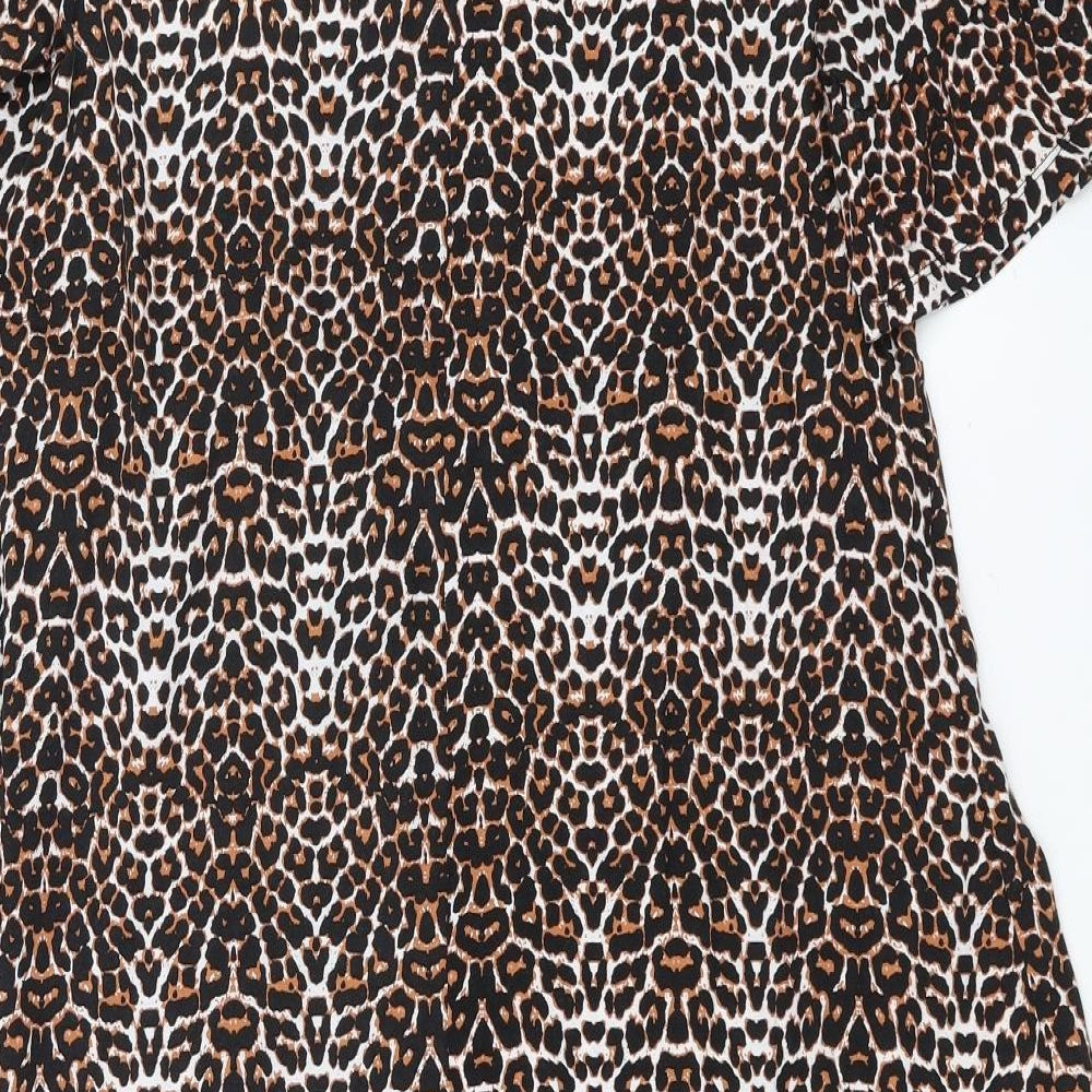 Papaya Womens Brown Animal Print  Fit & Flare  Size L