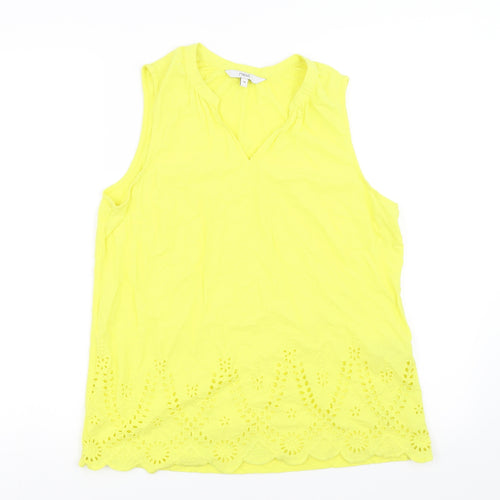 NEXT Womens Yellow   Basic Blouse Size 14  - cut out floral detail