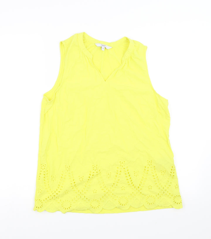 NEXT Womens Yellow   Basic Blouse Size 14  - cut out floral detail