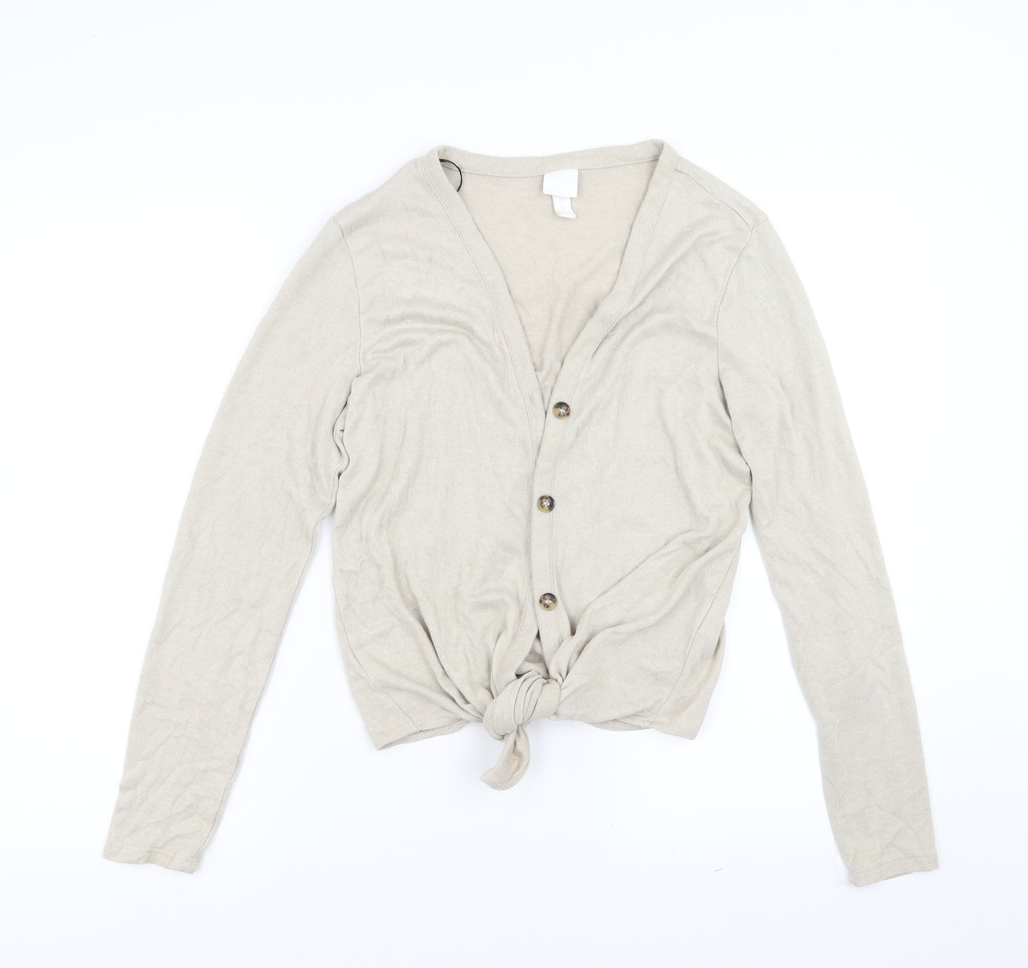 H&M Womens Beige   Cardigan Jumper Size S  - tie front