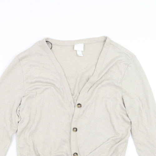 H&M Womens Beige   Cardigan Jumper Size S  - tie front