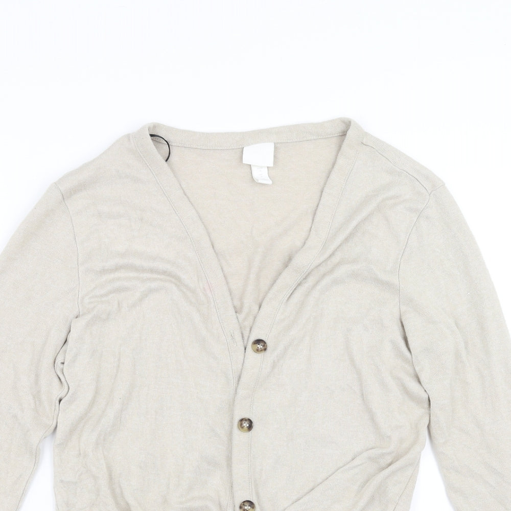 H&M Womens Beige   Cardigan Jumper Size S  - tie front