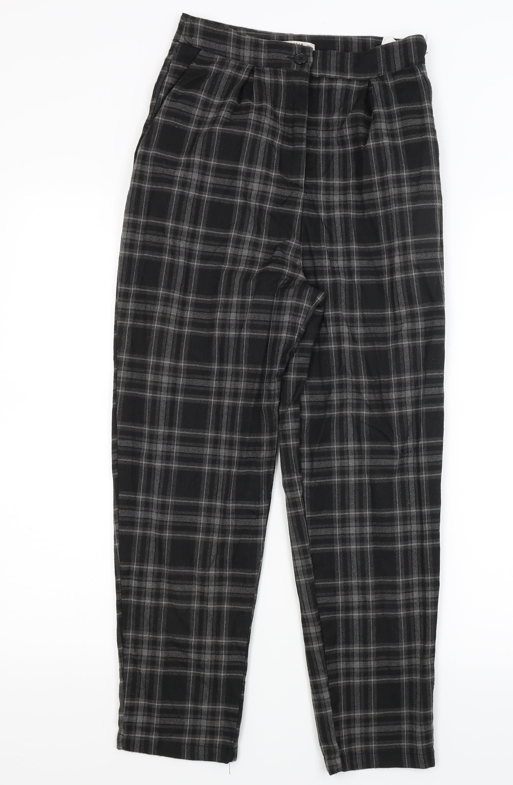 Pull&Bear Womens Grey Check  Trousers  Size 8 L25 in