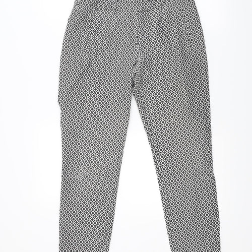 Doti Womens White Argyle/Diamond  Trousers  Size 8 L26 in