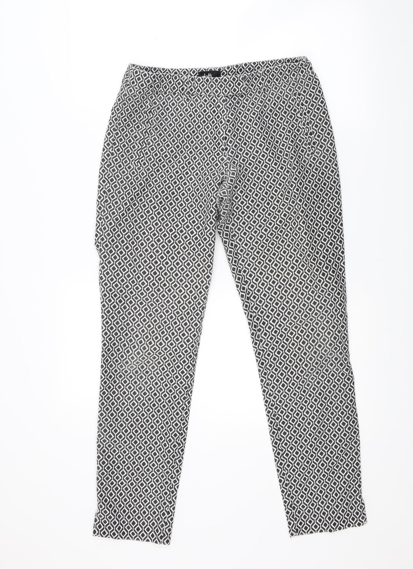 Doti Womens White Argyle/Diamond  Trousers  Size 8 L26 in