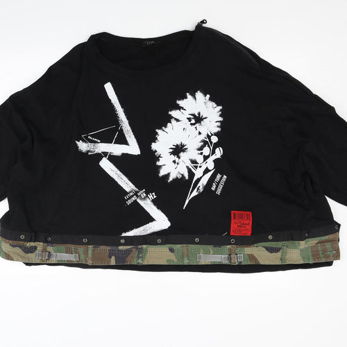 Studio Womens Black Camouflage  Pullover Sweatshirt One Size