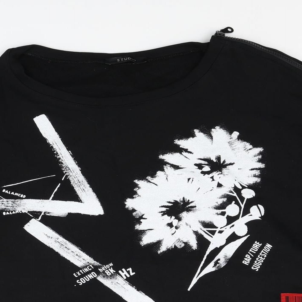 Studio Womens Black Camouflage  Pullover Sweatshirt One Size