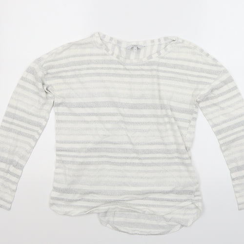 NEXT Womens White Striped Knit Pullover Jumper Size 8