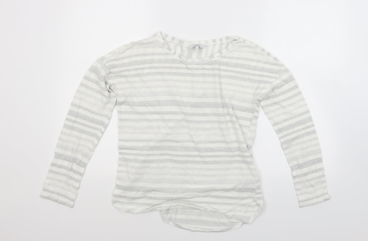 NEXT Womens White Striped Knit Pullover Jumper Size 8
