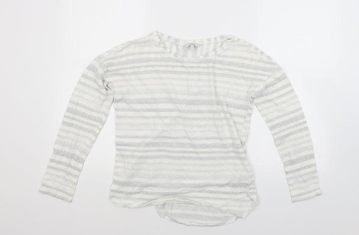 NEXT Womens White Striped Knit Pullover Jumper Size 8