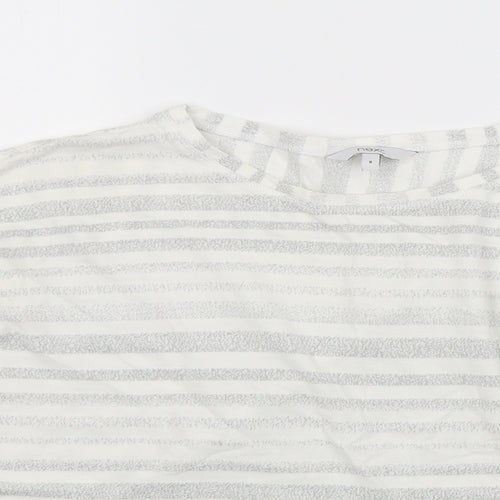 NEXT Womens White Striped Knit Pullover Jumper Size 8