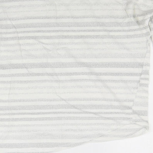 NEXT Womens White Striped Knit Pullover Jumper Size 8