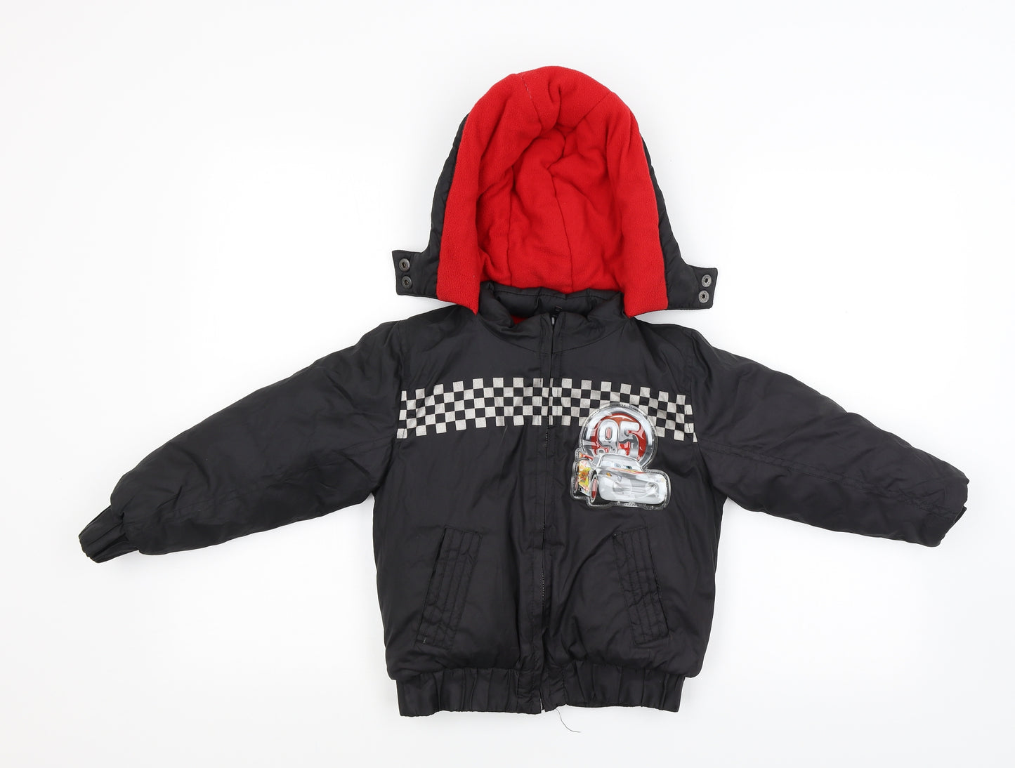 Disney Boys Black   Puffer Jacket Coat Size 4 Years  - Lightning McQueen