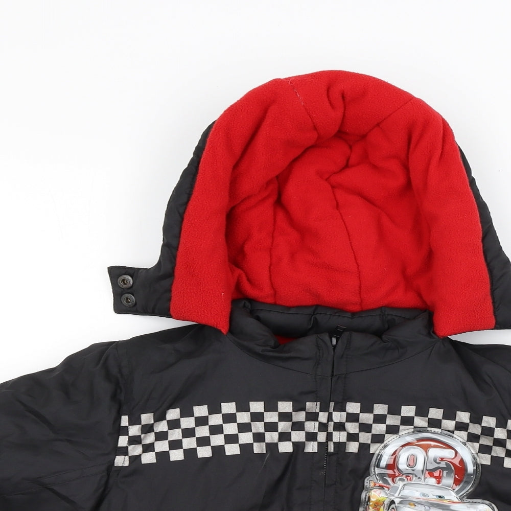 Disney Boys Black   Puffer Jacket Coat Size 4 Years  - Lightning McQueen