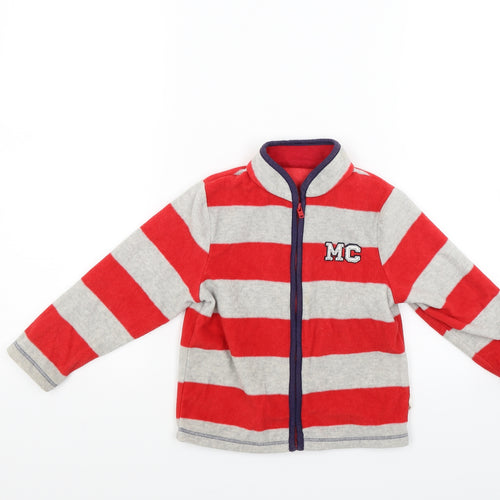 Mothercare Boys Red Striped Fleece Jacket Coat Size 2-3 Years
