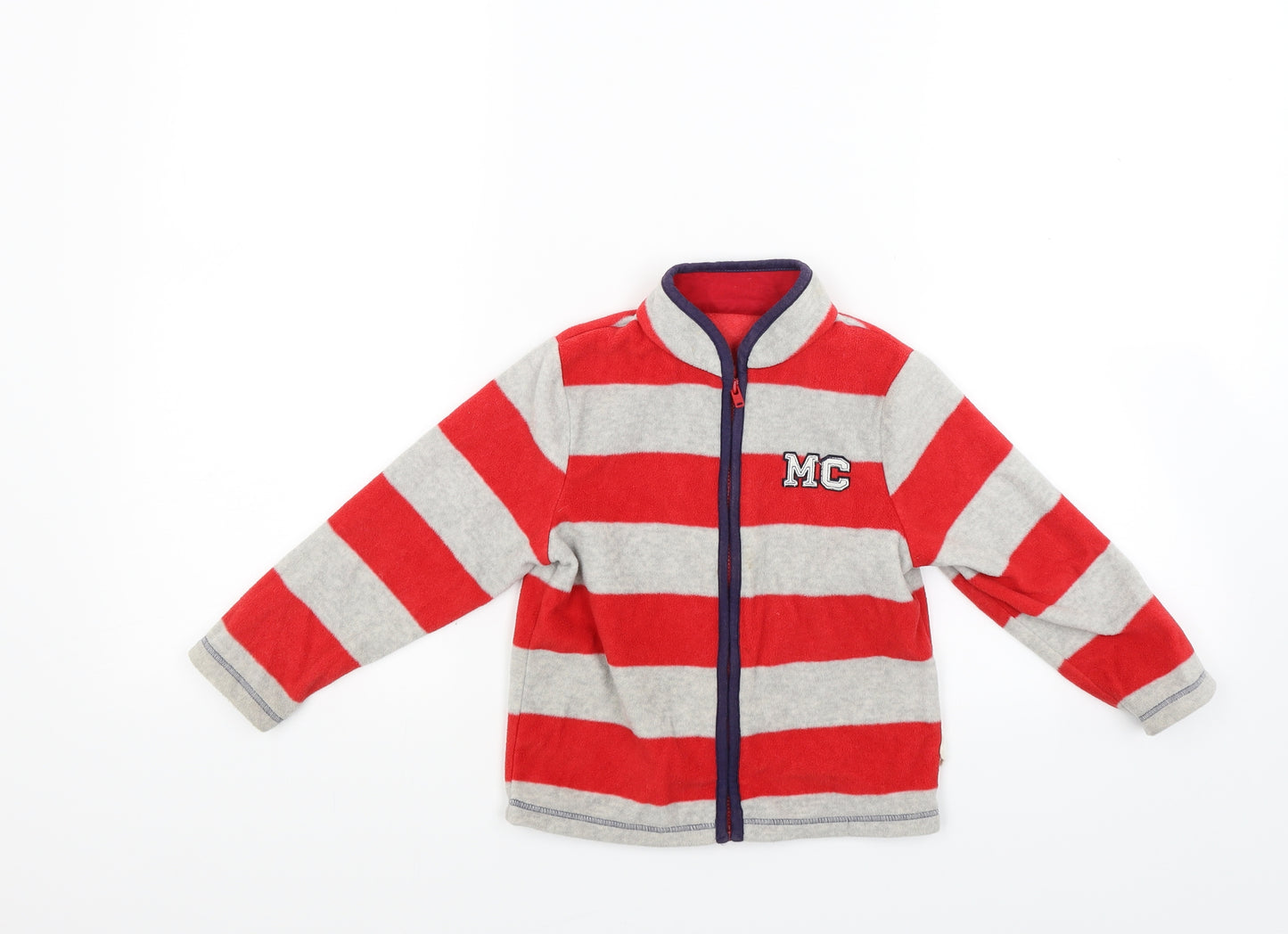 Mothercare Boys Red Striped Fleece Jacket Coat Size 2-3 Years