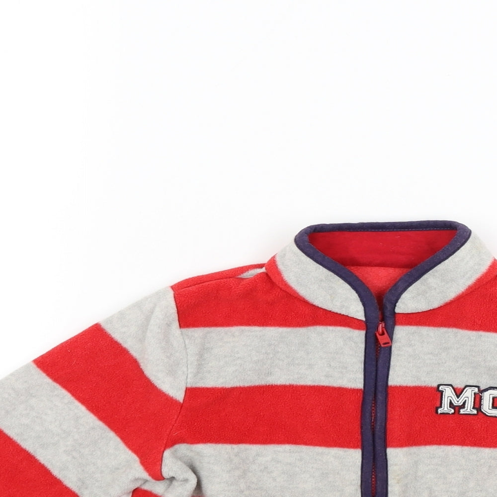 Mothercare Boys Red Striped Fleece Jacket Coat Size 2-3 Years