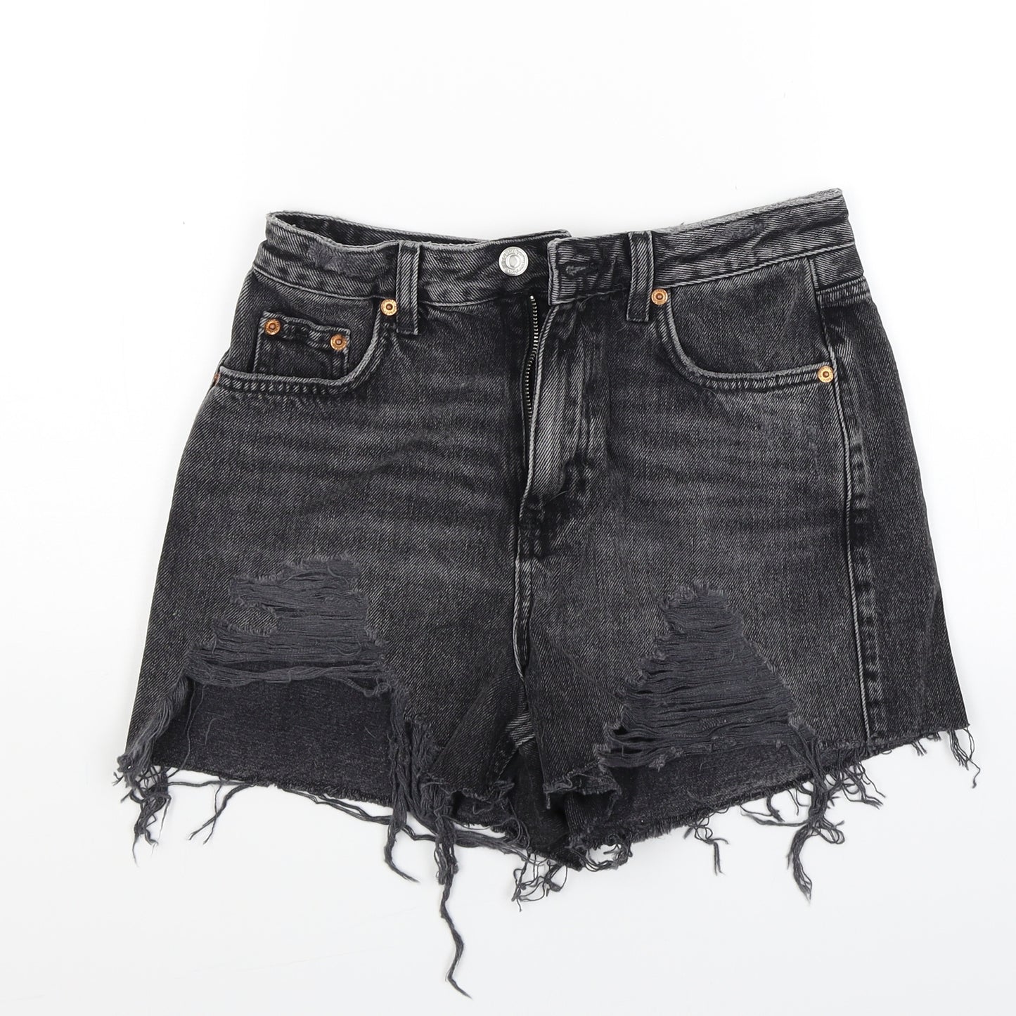 Topshop Womens Black  Denim Cut-Off Shorts Size 8