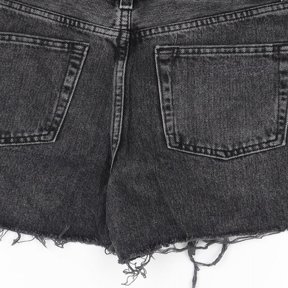 Topshop Womens Black  Denim Cut-Off Shorts Size 8