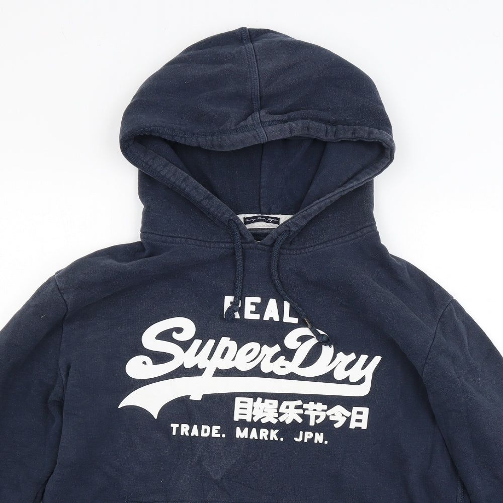 Superdry Mens Blue  Jersey Pullover Hoodie Size M