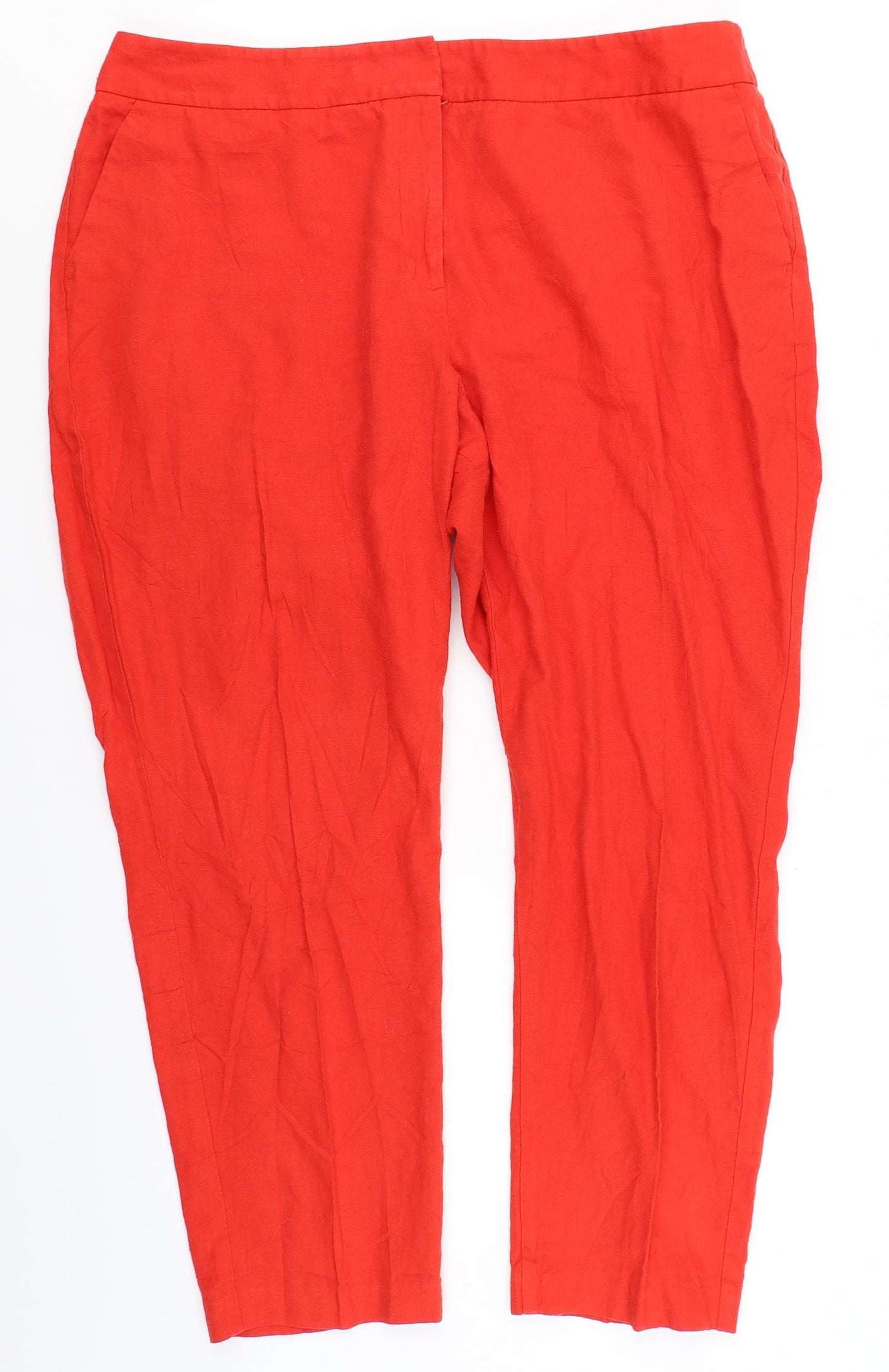 M&S Collection Womens Red   Capri Trousers Size 18 L26 in