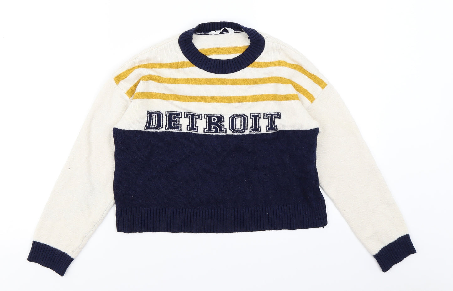 Candy Couture Girls Blue Colourblock Knit Pullover Jumper Size 15 Years  - Cropped