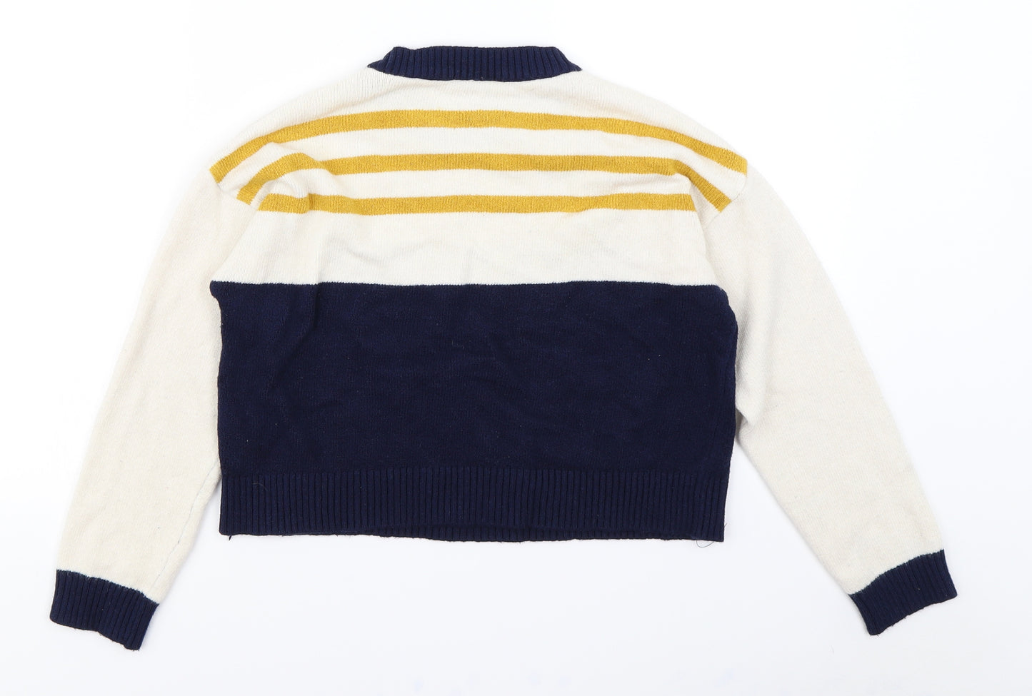 Candy Couture Girls Blue Colourblock Knit Pullover Jumper Size 15 Years  - Cropped