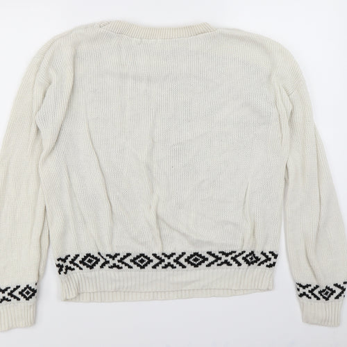 Bina Womens White  Knit Pullover Jumper Size M  - Christmas jumper