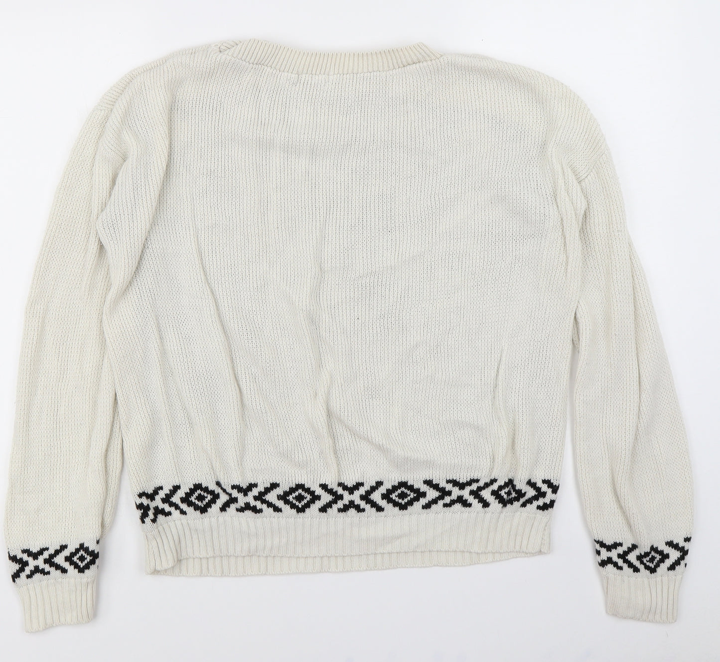 Bina Womens White  Knit Pullover Jumper Size M  - Christmas jumper