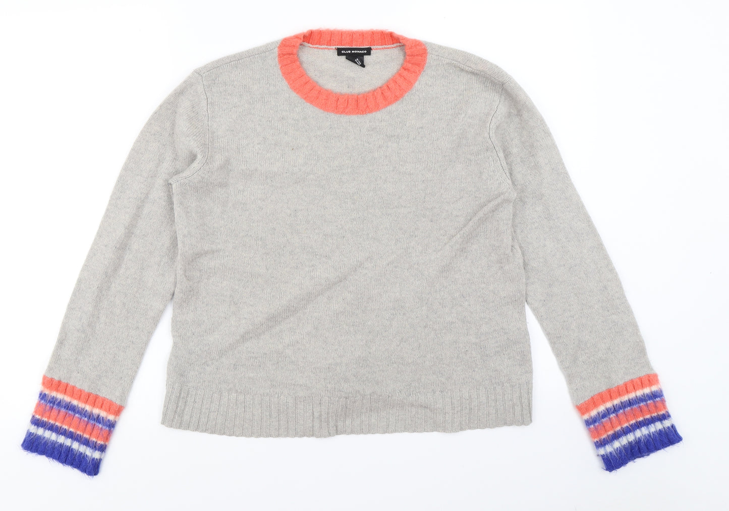 Blub Monaco Womens Grey Striped Knit Pullover Jumper Size M
