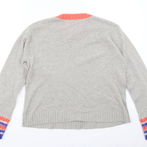 Blub Monaco Womens Grey Striped Knit Pullover Jumper Size M